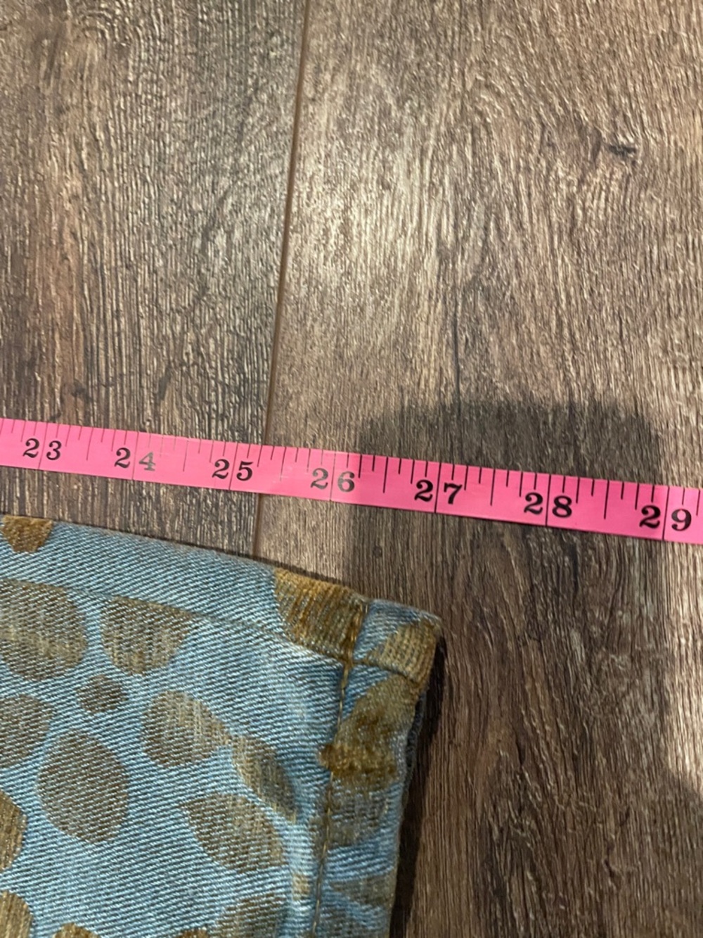 Wide Leg Floral Print Jeans - Gold on Light Blue - Picture 4 of 5